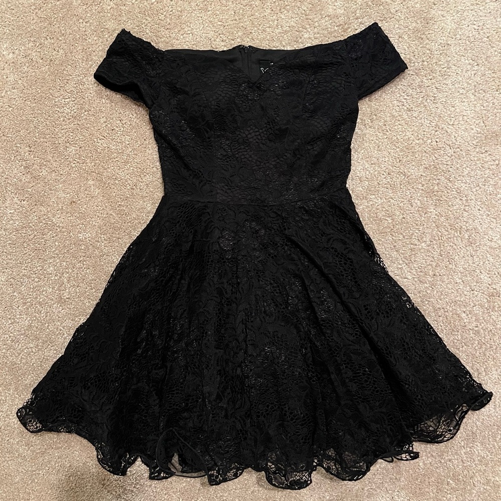 Windsor Black Off-Shoulder Lace Dress
